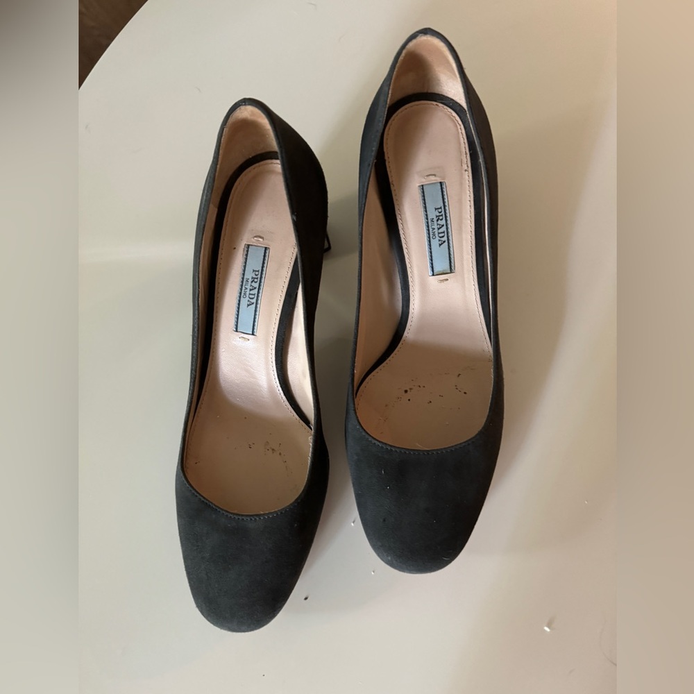 Prada Grey Suede Pumps with Mirror Heel- Size 37